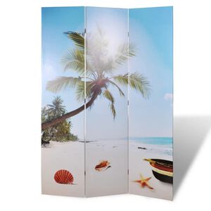 vidaXL istabas aizslietnis, 120x170 cm, saliekams, pludmales ainava