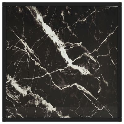 vidaXL kafijas galdiņš, 60x60x35 cm, melns marmora raksts, stikls