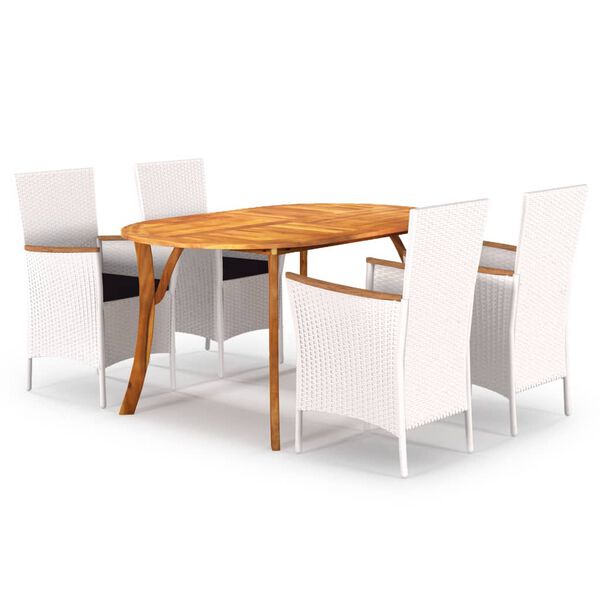 vidaXL 5-daļīgs dārza mēbeļu komplekts, balts