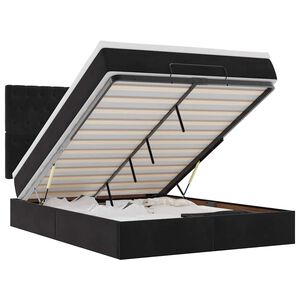 vidaXL Osmaņu gultas rāmis ar matračiem melns 140x190 cm samts