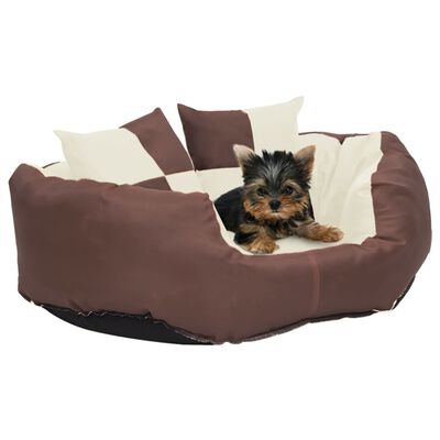 vidaXL suņu matracis, brūns, krēmkrāsas, divpusējs, 65x50x20 cm