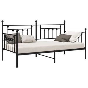 vidaXL Dienas gultas rāmis Melna 107 x 203 cm Tērauds