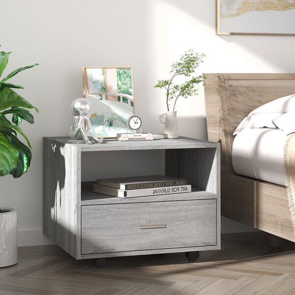 vidaXL kafijas galdiņ&scaron;, pelēka ozola, 55x55x40 cm, inženierijas koks