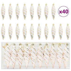 vidaXL Ziemassvētku spirālveida bumba 40 gab. &scaron;ampanie&scaron;a 3 x 11 cm
