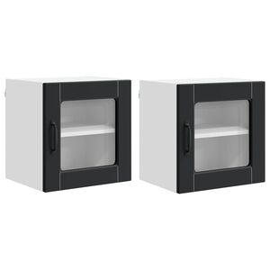 vidaXL Sienas stikla skapis PORTO 2 pcs Melna 40 x 31 x 40 cm