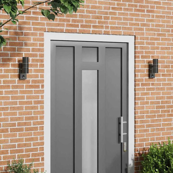 vidaXL Āra sienas lukturi 2 pcs Melna 7 x 10 x 22 cm