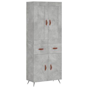 vidaXL augstais skapis, pelēks, 69,5x34x180 cm, inženierijas koks