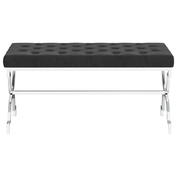 vidaXL sols, 99 cm, melns samts un nerūsējo&scaron;s tērauds