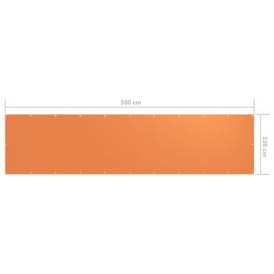 vidaXL balkona aizslietnis, 120x500 cm, oranžs oksforda audums