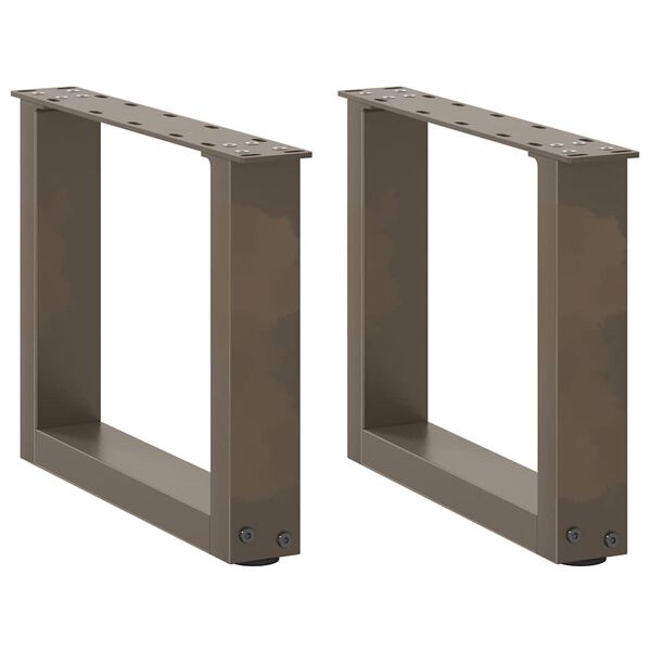 vidaXL kafijas galdiņa kājas, 2 gab., U-veida, dabīgs tērauds, 40x(30-31) cm