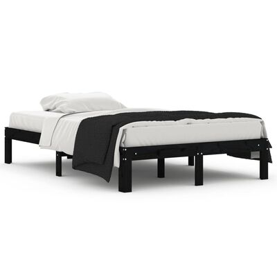 vidaXL gultas rāmis, melns masīvkoks, 120x190 cm, mazs, divvietīgs