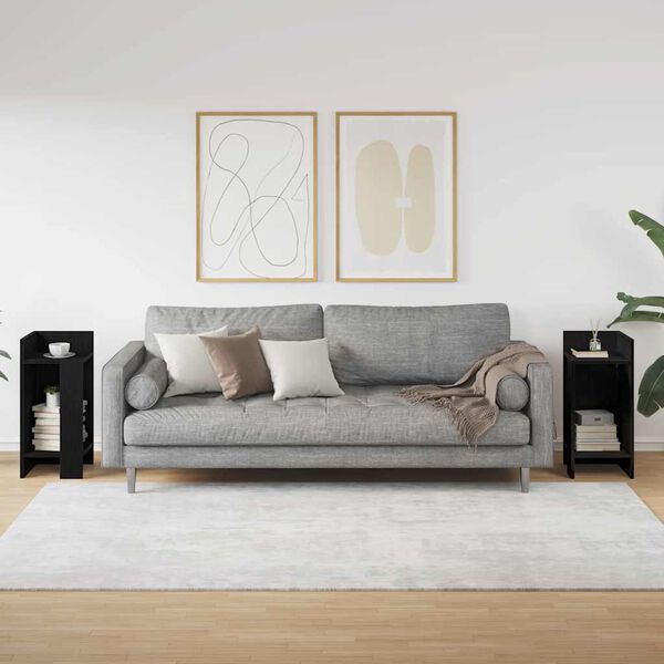 vidaXL galdiņi ar plauktu, 2 gab., melns, 25,5x27x60 cm