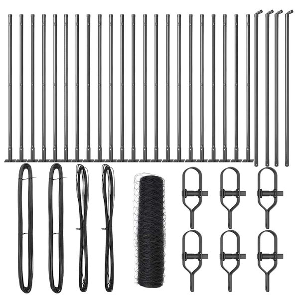 vidaXL Žoga āķis Pelēka 50 x 1 m (36 mm acs) Tērauds un PVC