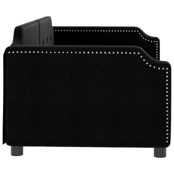 vidaXL dienas gulta, 90x200 cm, melns audums