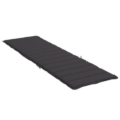 vidaXL sauļošanās krēsla matracis, 200x60x3 cm, audums, melns
