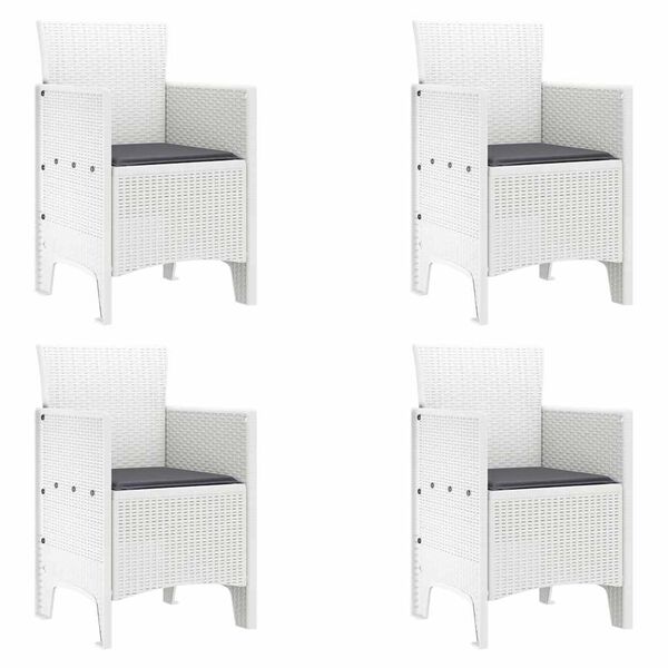 vidaXL Dārza krēsls 4 pcs Balts 53 x 49 x 85 cm Polipropilēns