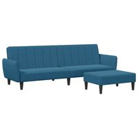 vidaXL 2-vietīga dīvāngulta ar kāju balstu, zils samts