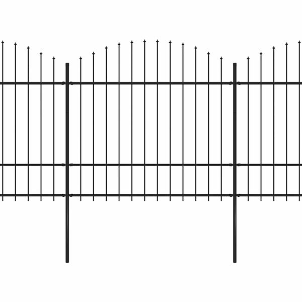 vidaXL dārza žogs ar &scaron;ķēpu galiem, tērauds, 714,5x175 cm, melns