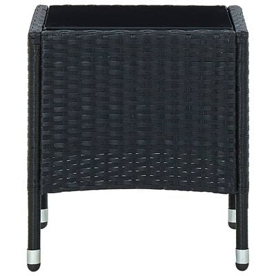 vidaXL dārza galds, melns, 40x40x45 cm, PE rotangpalma