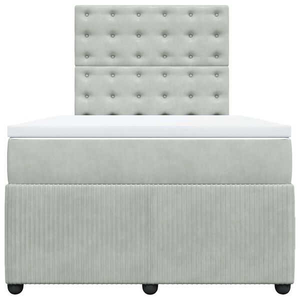 vidaXL atsperu gulta ar matraci, gai&scaron;i pelēka samts, 120x200 cm