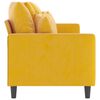 vidaXL trīsvietīgs dīvāns, dzeltens, 210 cm, samts