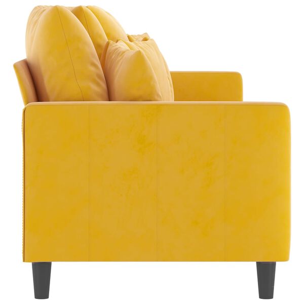 vidaXL trīsvietīgs dīvāns, dzeltens, 210 cm, samts