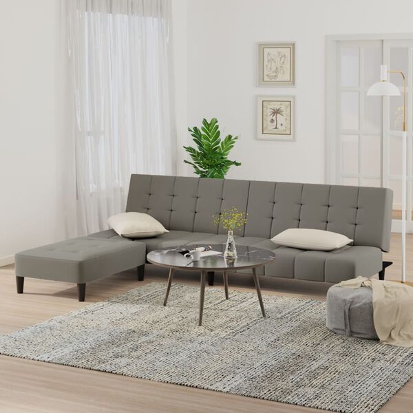 vidaXL 2-vietīga dīvāngulta ar kājsoliņu, gaiši pelēks samts