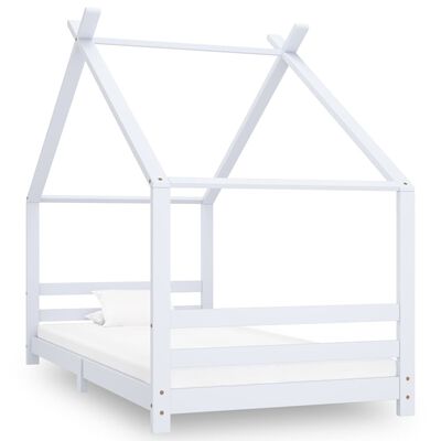vidaXL bērnu gultas rāmis, balts, priedes masīvkoks, 90x200 cm