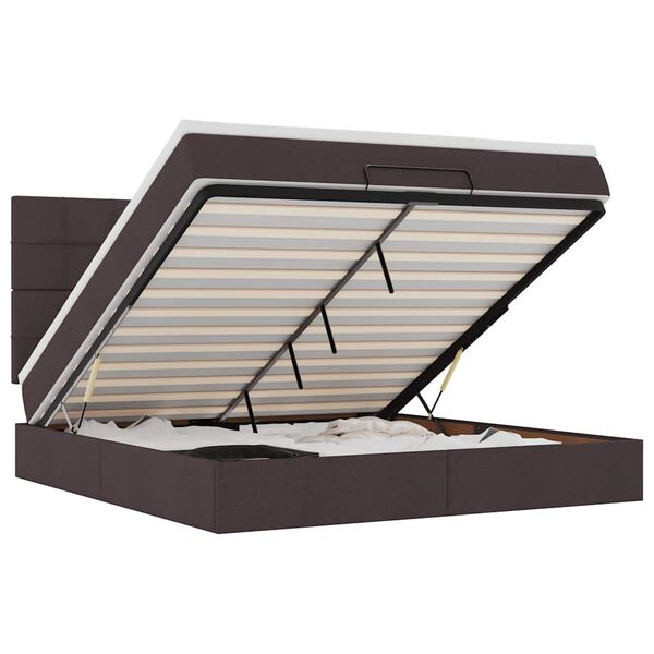 vidaXL Osmaņu gultas rāmis ar matrača tumši brūns 180x200cm audums