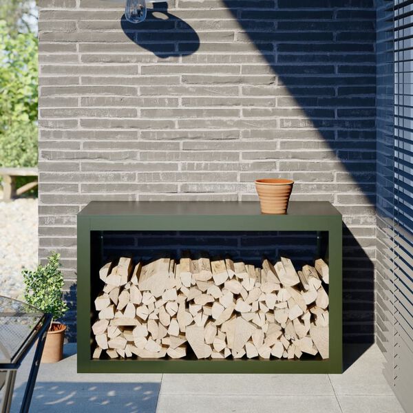 vidaXL malkas uzglabā&scaron;anas statīvs, zaļ&scaron;, 100x40x60 cm, tērauds