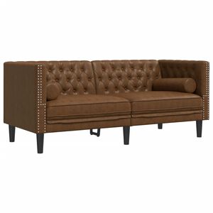 vidaXL Chesterfield dīvāns ar balstiem, divvietīgs, brūns