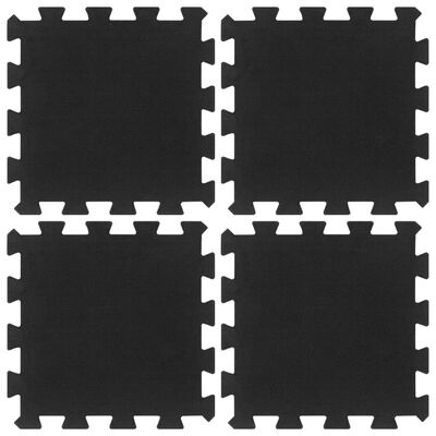 vidaXL paklājflīzes, 4 gab., melnas, 16 mm, 30x30 cm, gumija