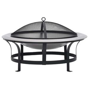 vidaXL dārza ugunskura bļoda ar restīti, nerūsējo&scaron;s tērauds, 76 cm