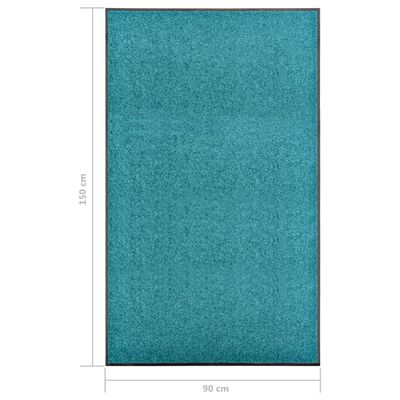 vidaXL durvju paklājs, mazgājams, ciānkrāsā, 90x150 cm