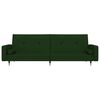 vidaXL 2-vietīga dīvāngulta ar diviem spilveniem, tum&scaron;i zaļ&scaron; samts