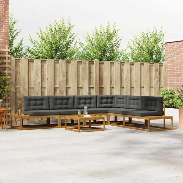 vidaXL Āra dīvānu komplekts 7 Gabals Dabisks un antracīts