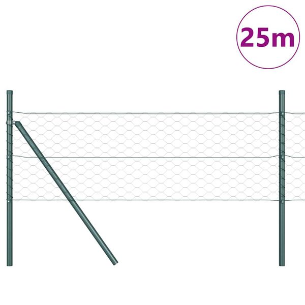 vidaXL Žoga āķis Zaļa 25 x 0,4 m (50 mm siets) Tērauds un PVC