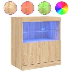 vidaXL kumode ar LED lampiņām, ozolkoka krāsa, 60x37x67 cm