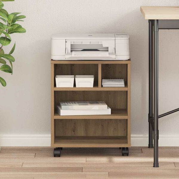 vidaXL Printera statīvs ar uzglabāšanu amatnieku ozola 41 x 32 x 48 cm