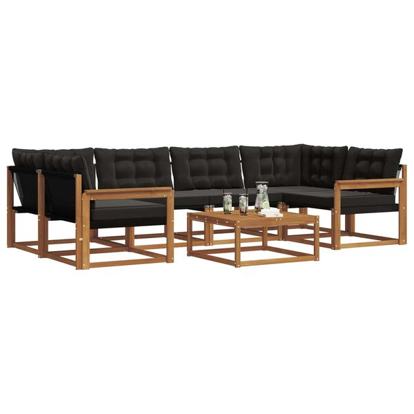 vidaXL Āra dīvānu komplekts ar spilvenu 7 pcs Dabīgs un melns