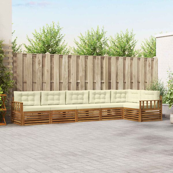 vidaXL Āra dīvānu komplekts ar spilvenu 6 pcs Dabisks un krējuma