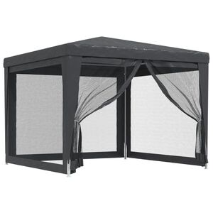 vidaXL svinību telts, ar 4 sieta sienām, 3x3 m, pelēka, HDPE