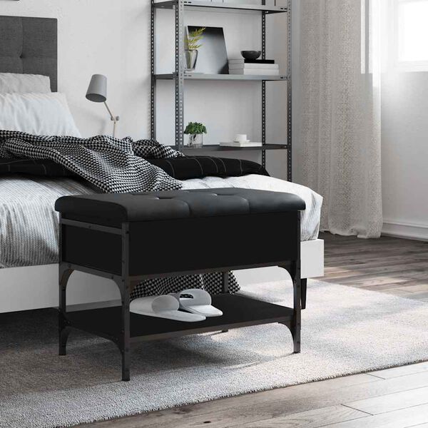 vidaXL apavu skapītis, melns, 62x42x45 cm, inženierijas koks