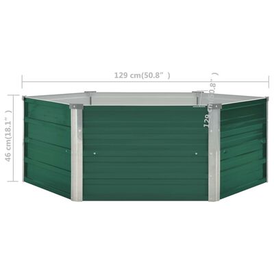 vidaXL puķu kaste, zaļa, 129x129x46 cm, cinkots tērauds