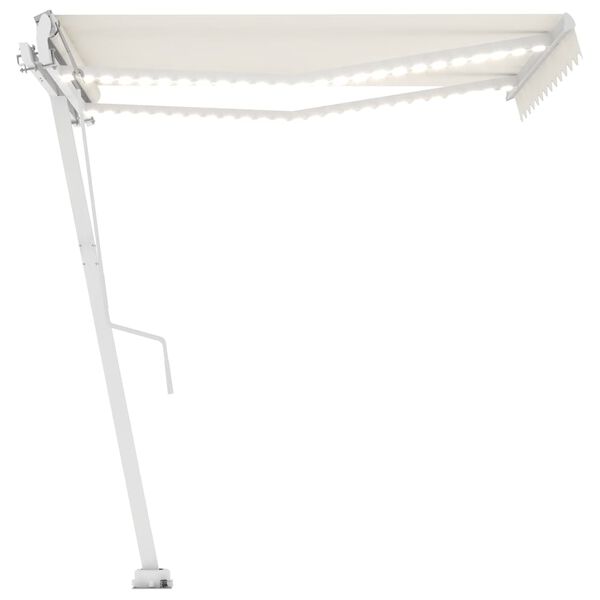 vidaXL markīze ar LED un vēja sensoru, 350x250 cm, krēmkrāsas