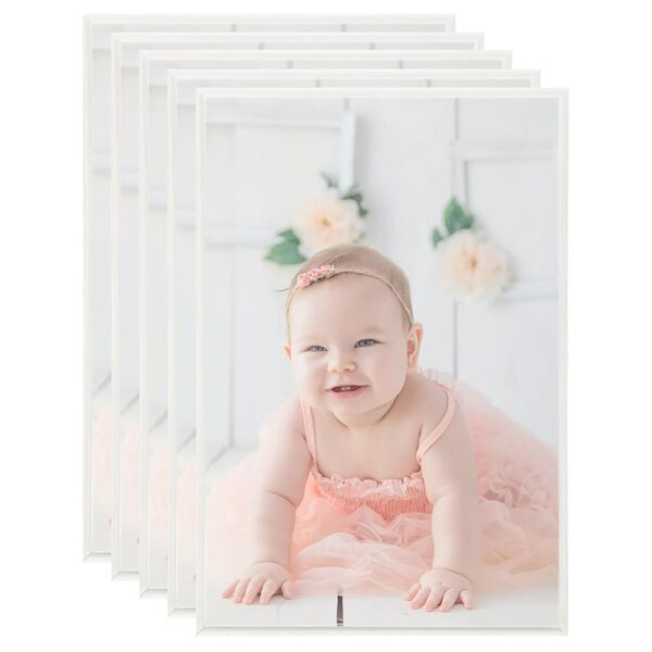 vidaXL foto rāmji, 5 gab., galdam, sudrabaini, 21x29,7 cm, MDF