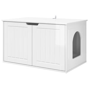 vidaXL Kaķu māja Spīdīga Balta 85 x 55 x 50,5 cm Inženierijas koks