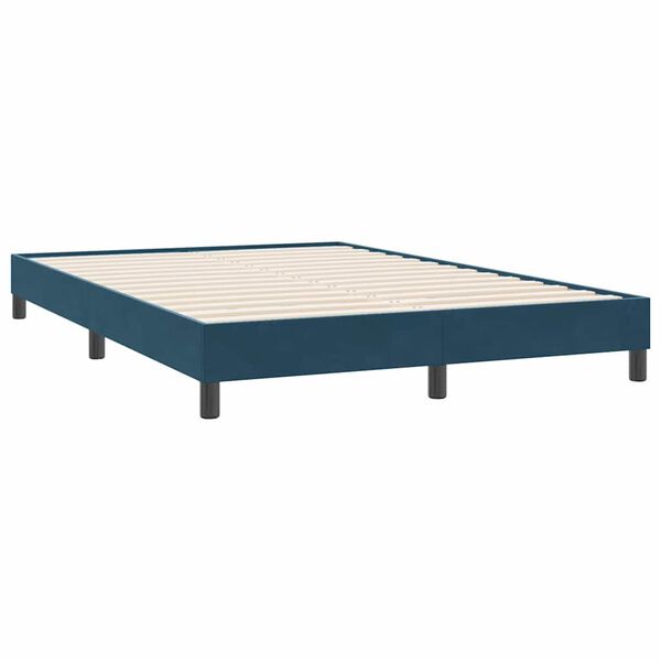 vidaXL Box Spring Gulta bez matrača Tum&scaron;i zila 140x220 cm samts