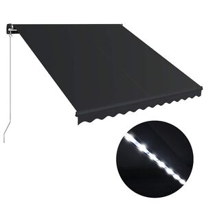 vidaXL izvelkama markīze ar LED, pelēka, 300x250 cm, manuāla