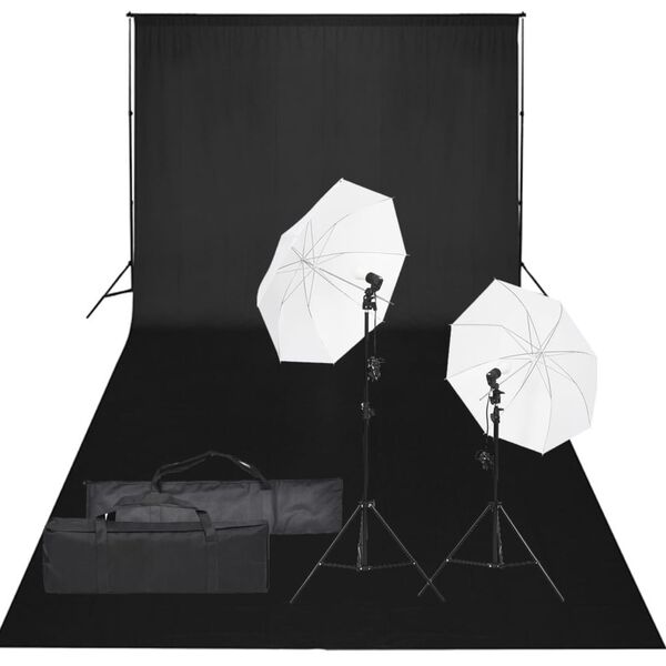 vidaXL fotostudijas komplekts, gaismas un fons
